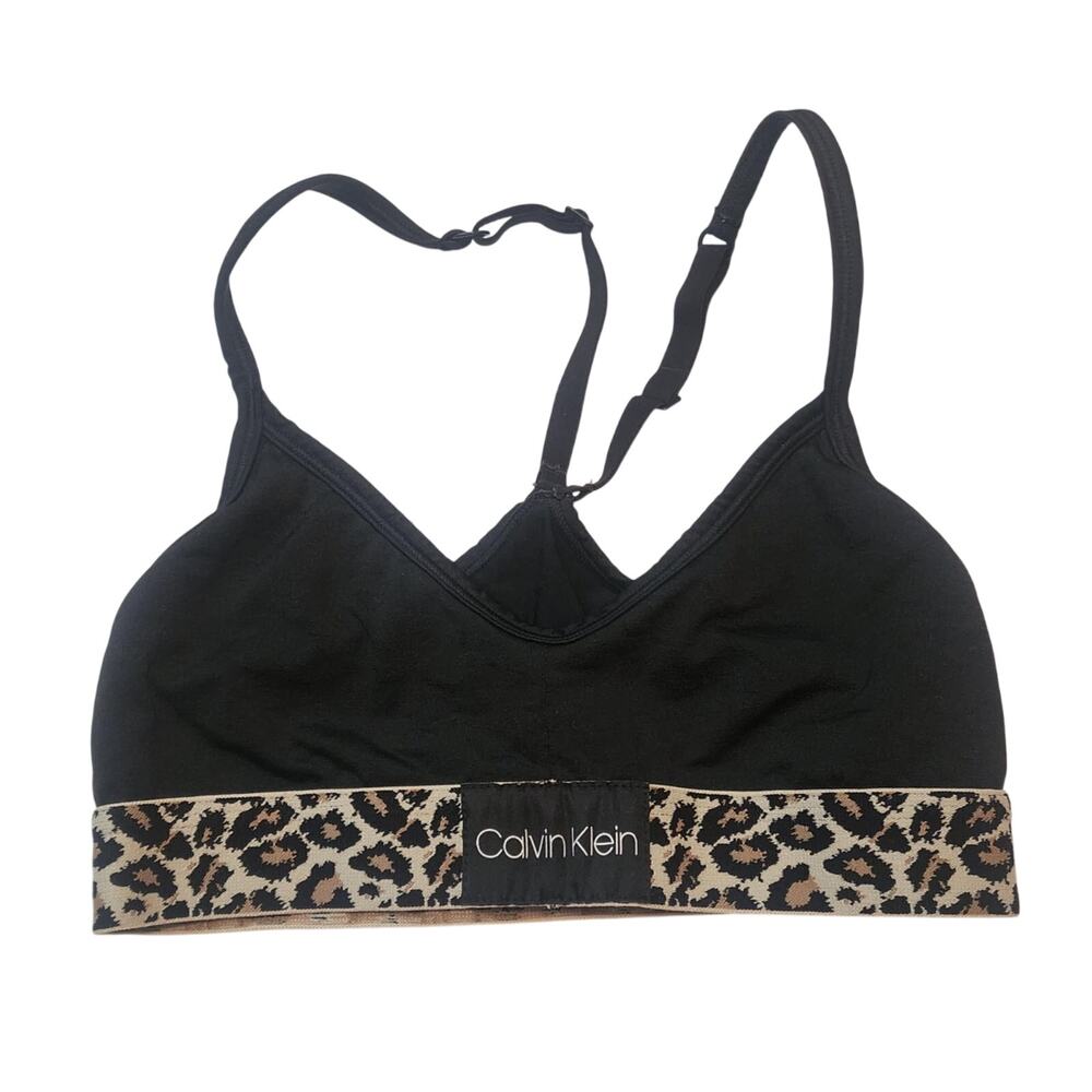 Calvin Klein Black Leopard Bralette, Small